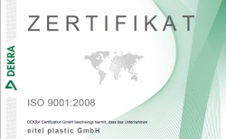 eitelplastic isozertifikat 250x154 - eitel plastic: Zertifiziertes Qualitätsmanagement