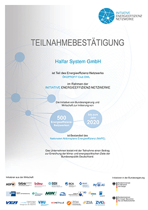 Halfar Energieeffizienz Netzwerk 300 - Halfar: Mitglied im Energieeffizienz-Netzwerk