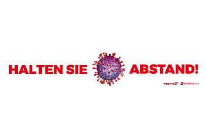 Label HaltenSieAbstand vorschau - Symbio Media und Kunke verteilen Aufkleber