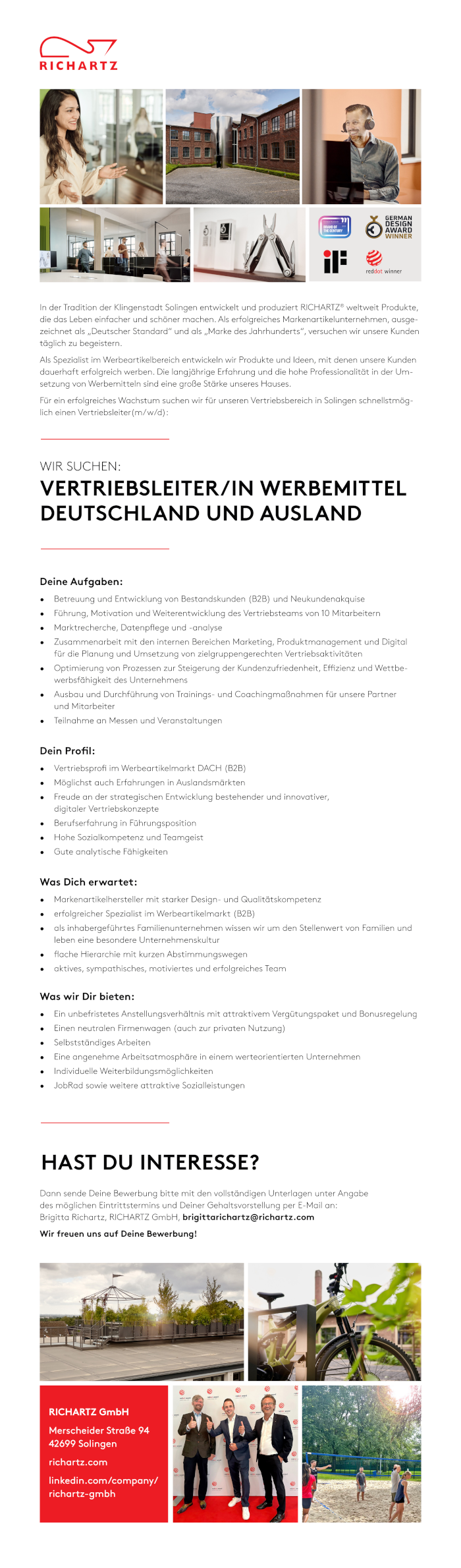 stellenanzeige richartz 700x2380 - VERTRIEBSLEITER/IN WERBEMITTEL DEUTSCHLAND UND AUSLAND