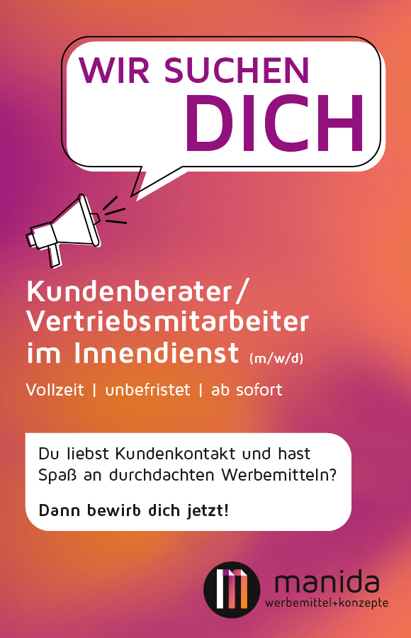 Stellenanzeige KundenberaterVertriebsmitarbeiter 72dpi - Kundenberater/Vertriebsmitarbeiter im Innendienst (m/w/d)