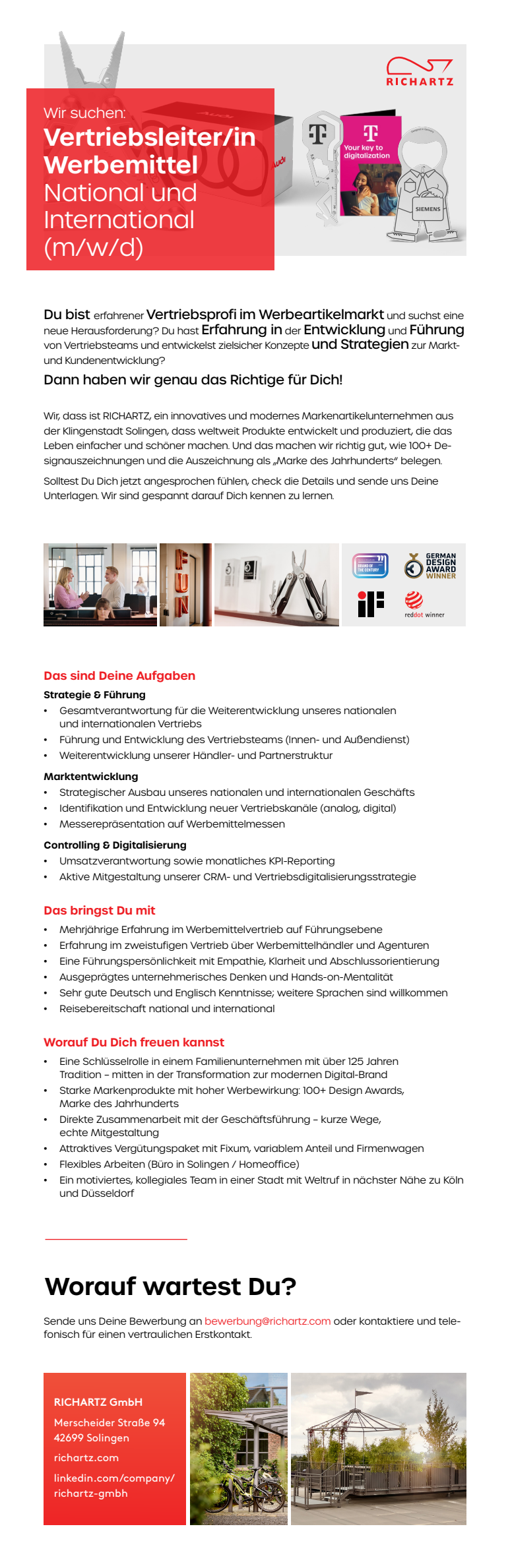 WA Stellenanzeige Vertriebsleiter 2026 Jobportal - Vertriebsleiter/in Werbemittel (m/w/d)